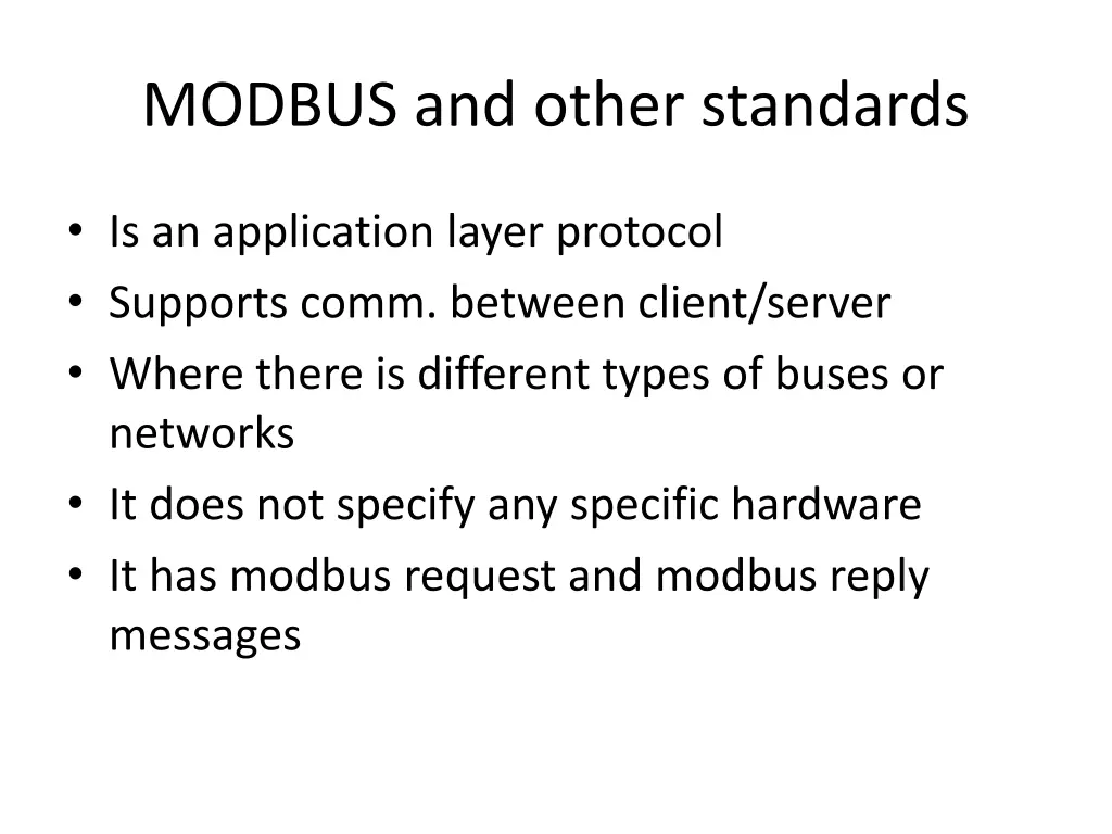 modbus and other standards