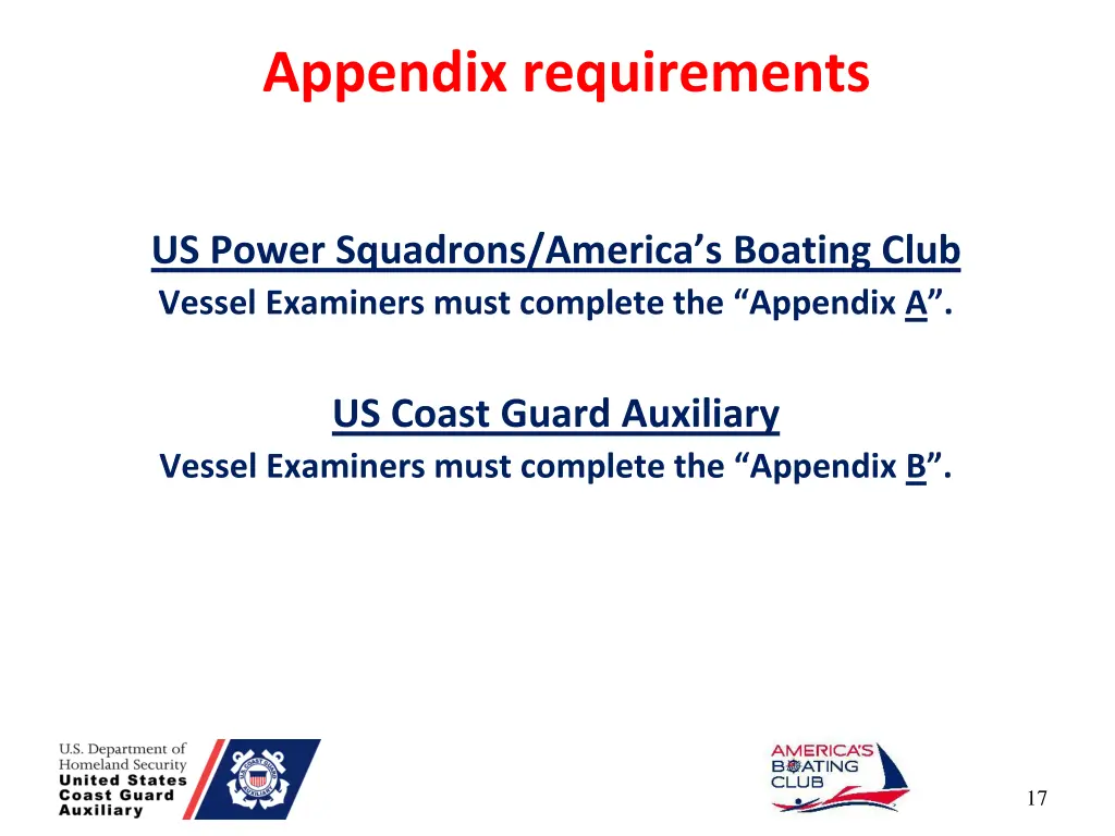appendix requirements