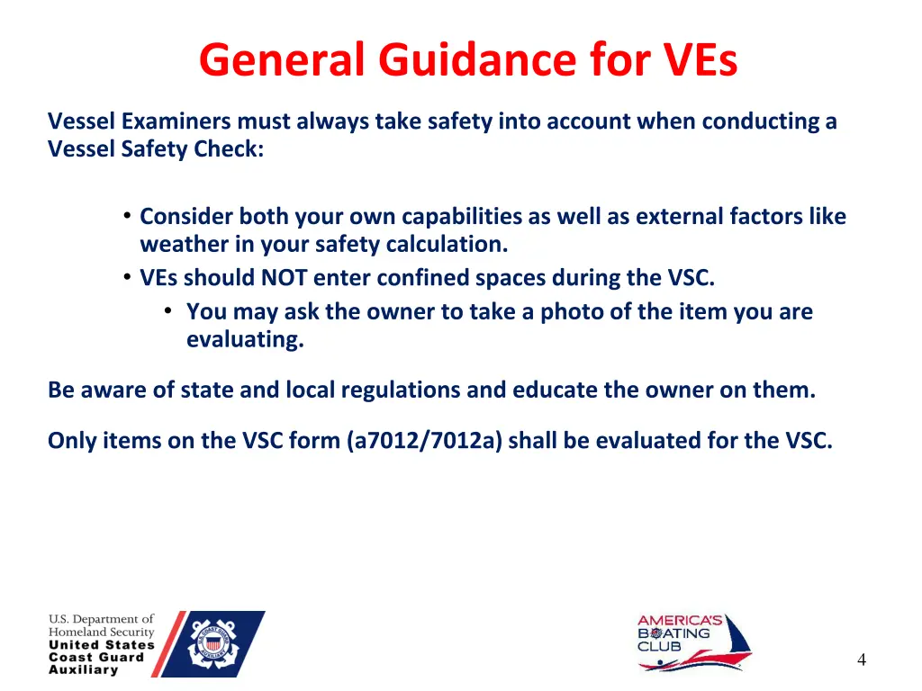 general guidance for ves