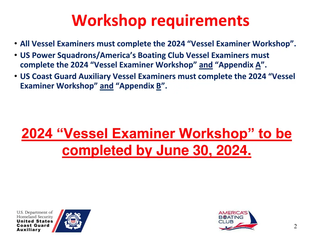 workshop requirements