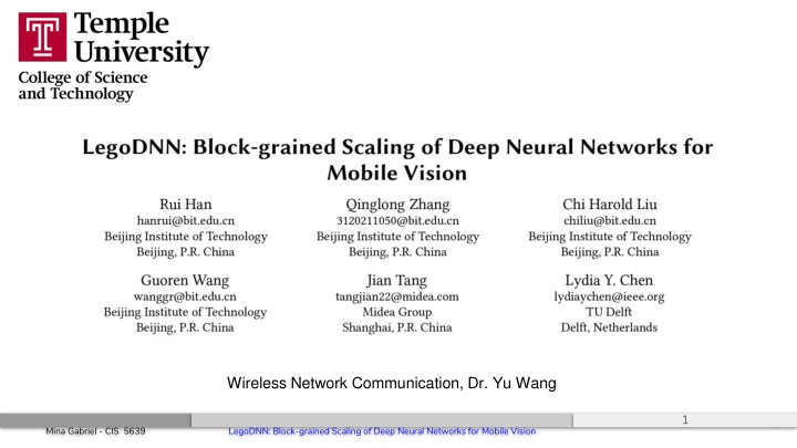 wireless network communication dr yu wang