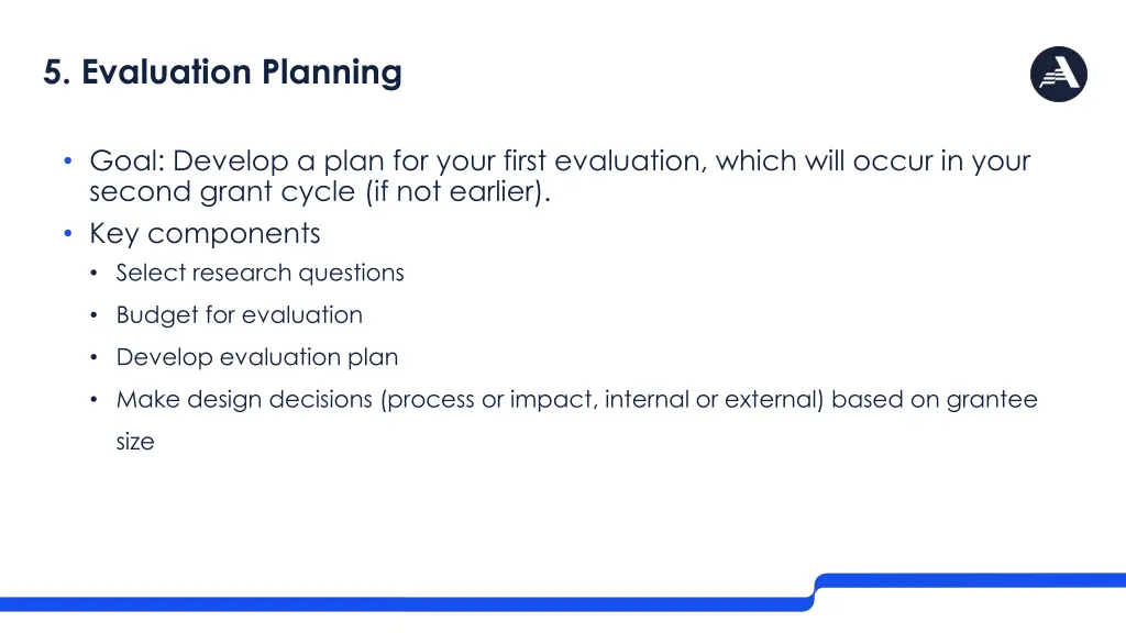5 evaluation planning