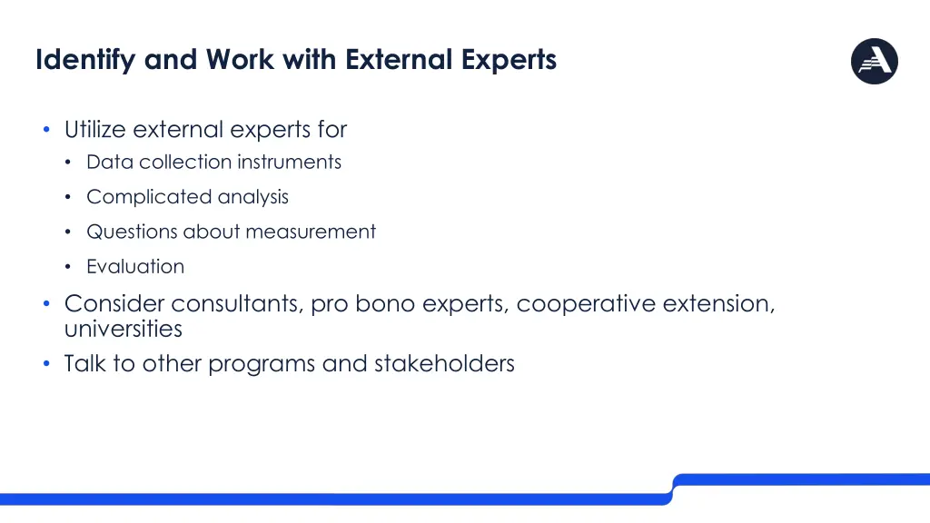 identify and work with external experts