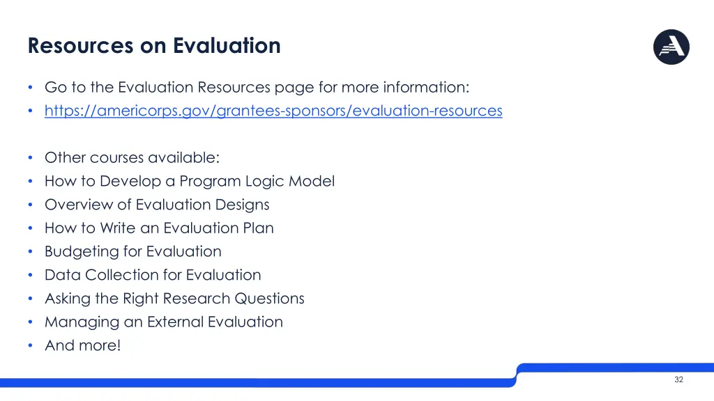resources on evaluation