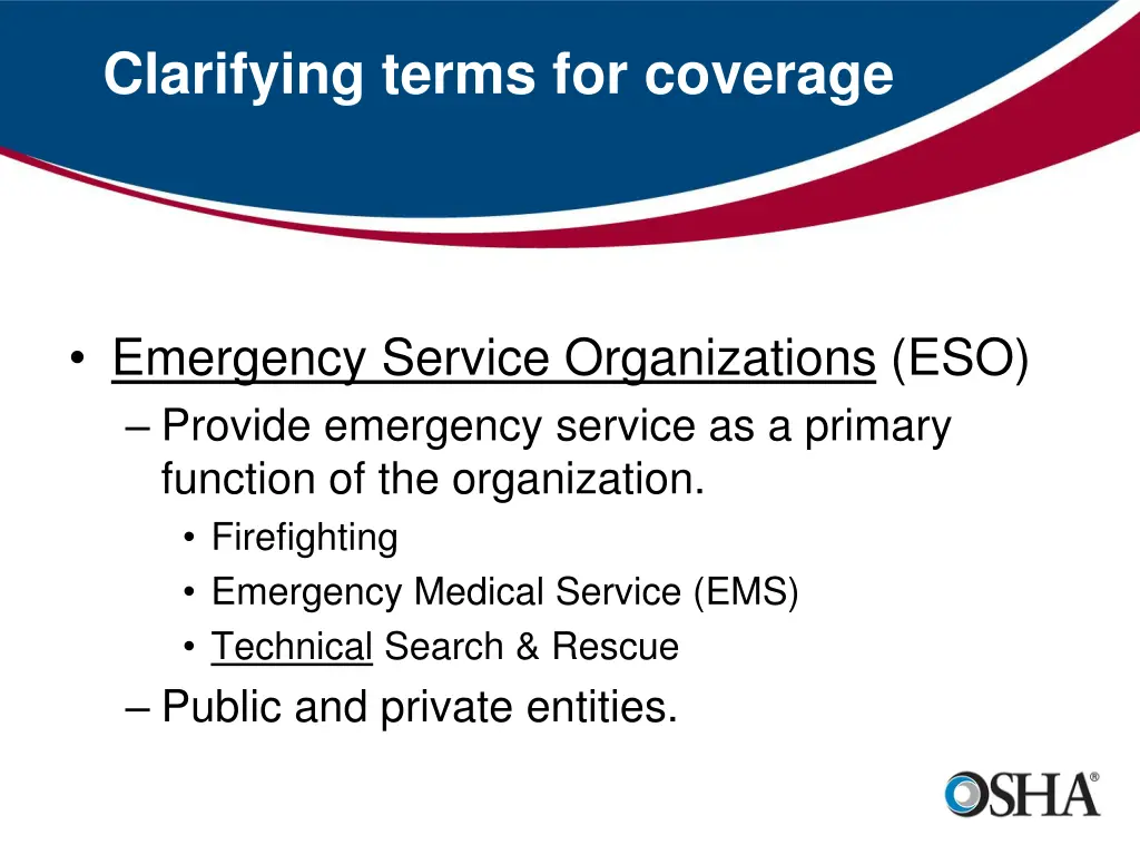 clarifying terms for coverage