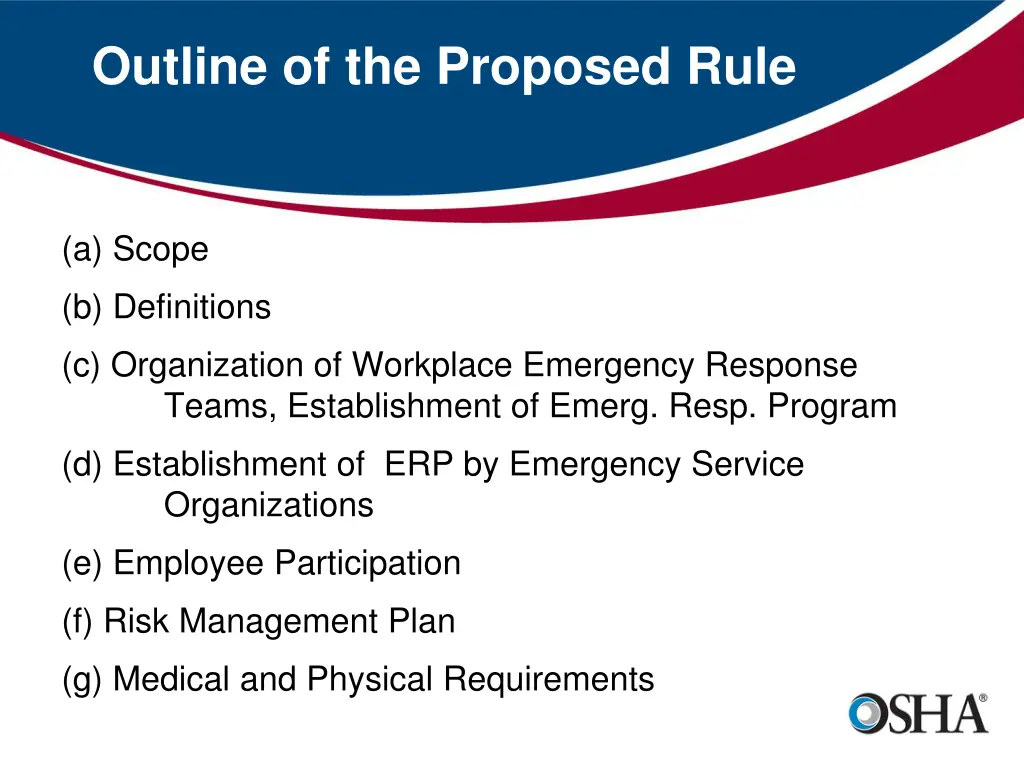 outline of the proposed rule