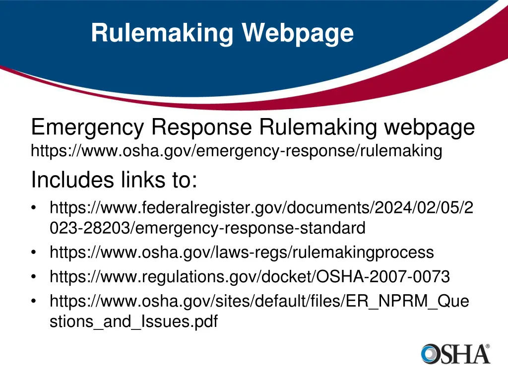 rulemaking webpage