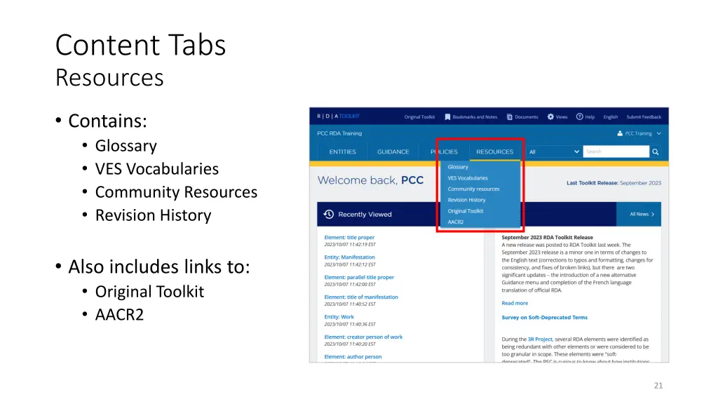 content tabs resources