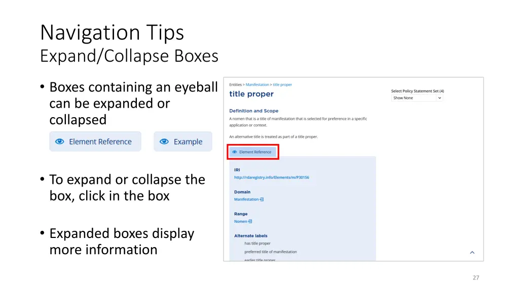 navigation tips expand collapse boxes