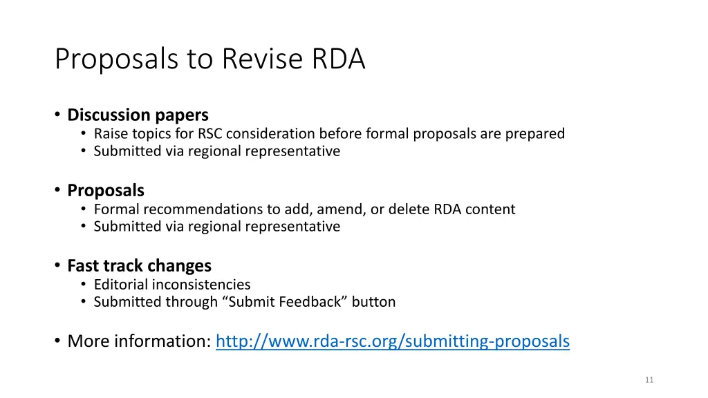 proposals to revise rda