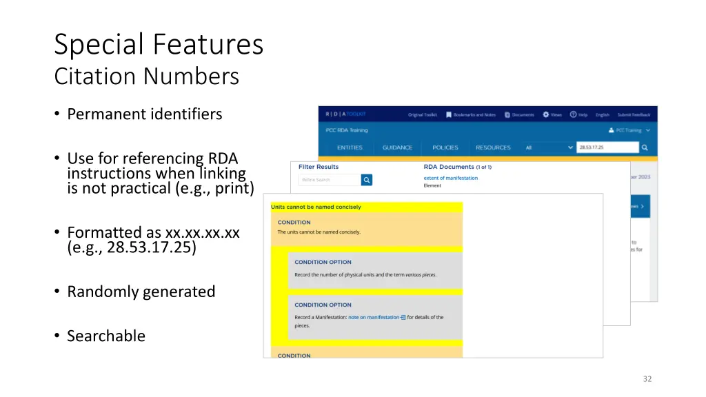 special features citation numbers