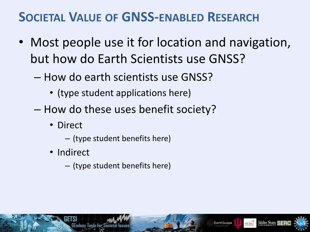 s ocietal v alue of gnss enabled r esearch 1