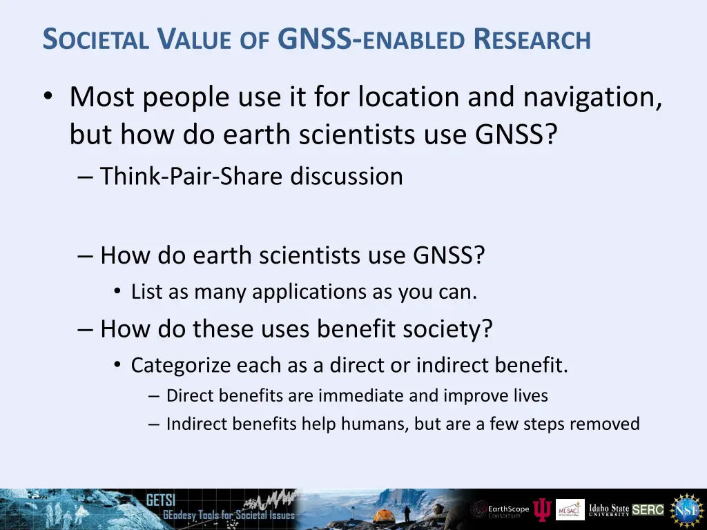 s ocietal v alue of gnss enabled r esearch