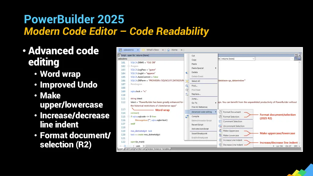 powerbuilder 2025 modern code editor code 2
