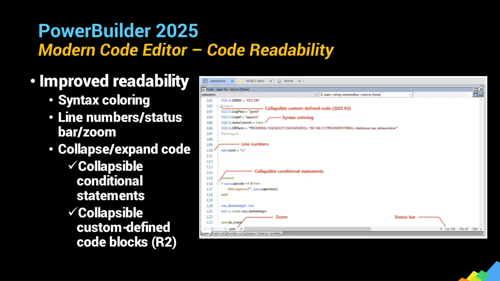 powerbuilder 2025 modern code editor code