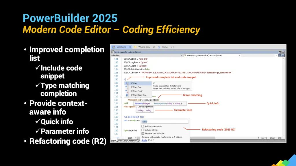 powerbuilder 2025 modern code editor coding