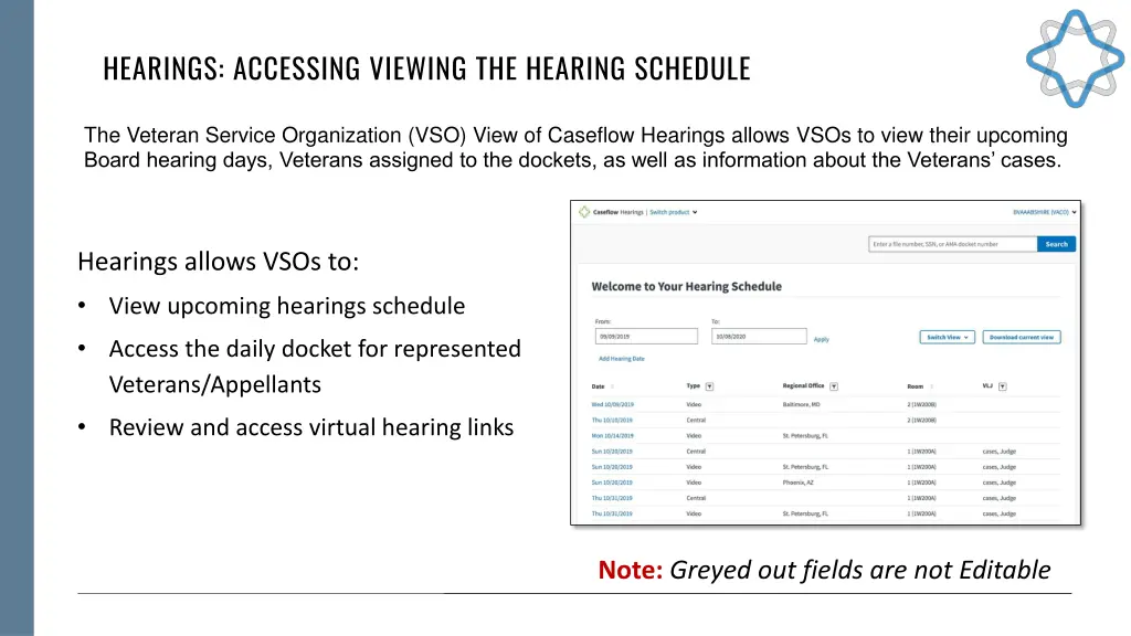 hearings accessing viewing the hearing schedule