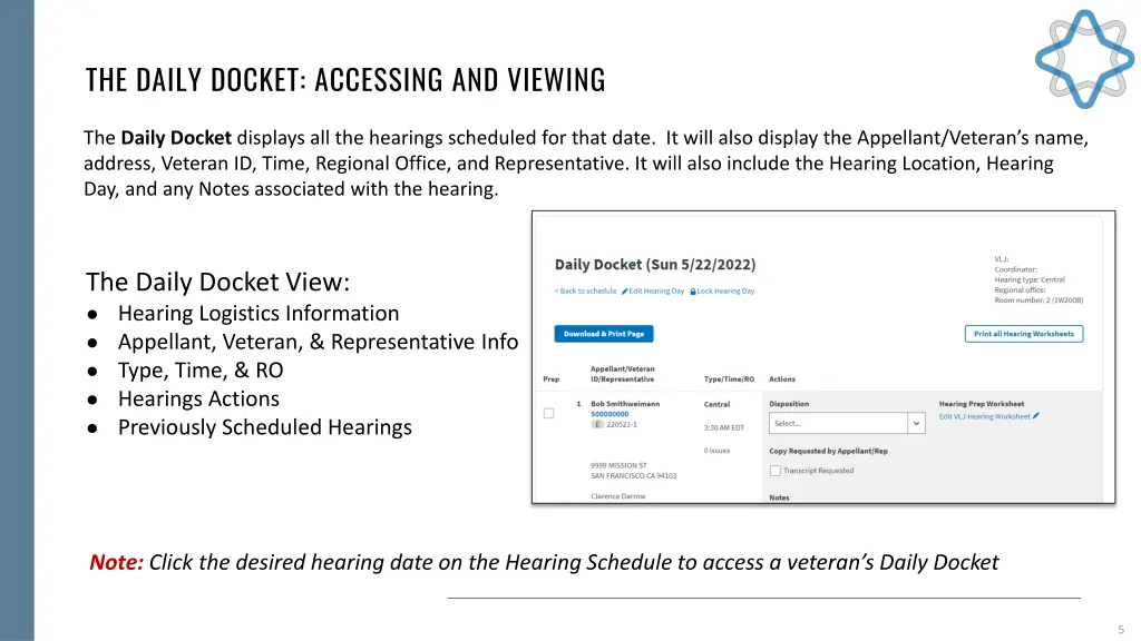 the daily docket accessing and viewing