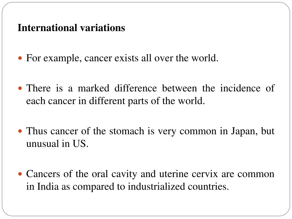 international variations