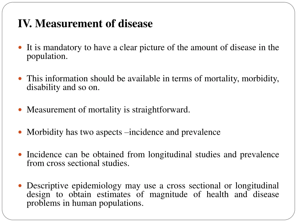 iv measurement of disease