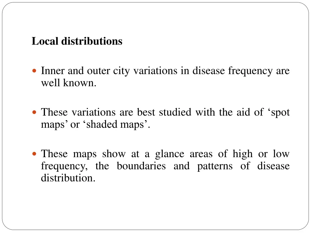 local distributions