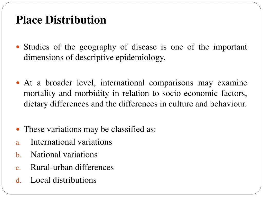 place distribution