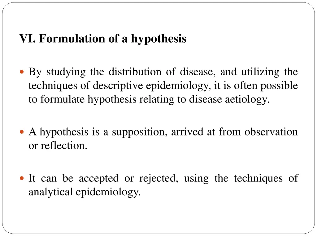 vi formulation of a hypothesis