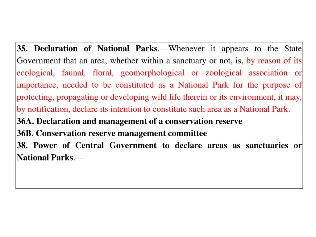 35 declaration of national parks whenever