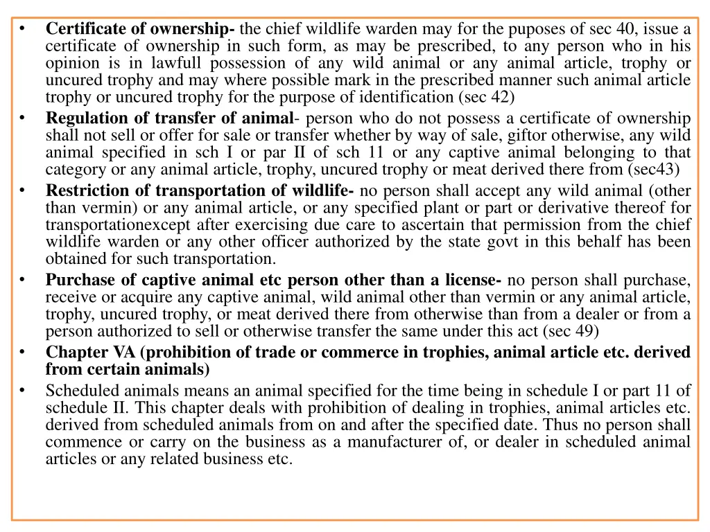 certificate of ownership the chief wildlife