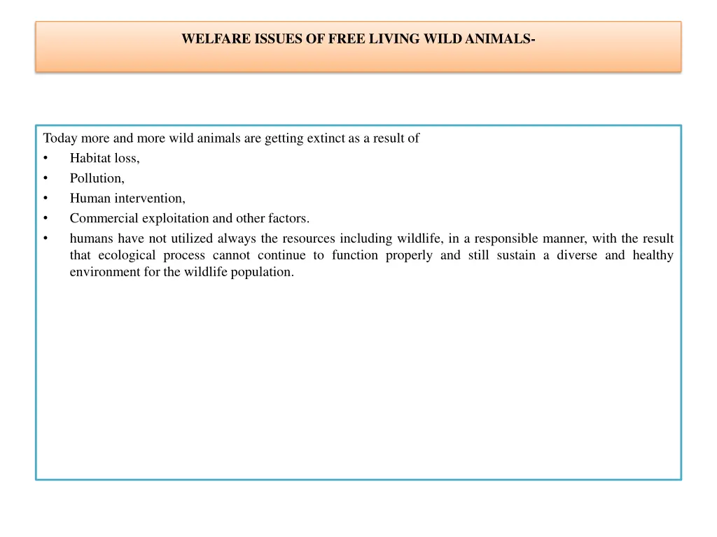 welfare issues of free living wild animals