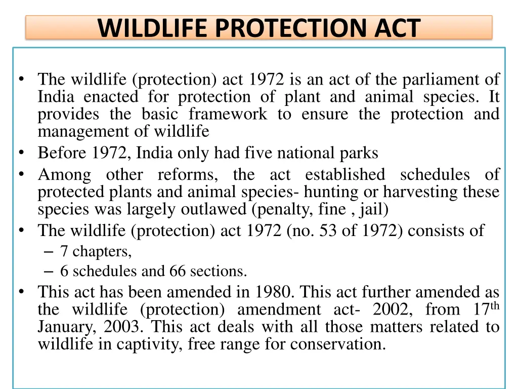 wildlife protection act