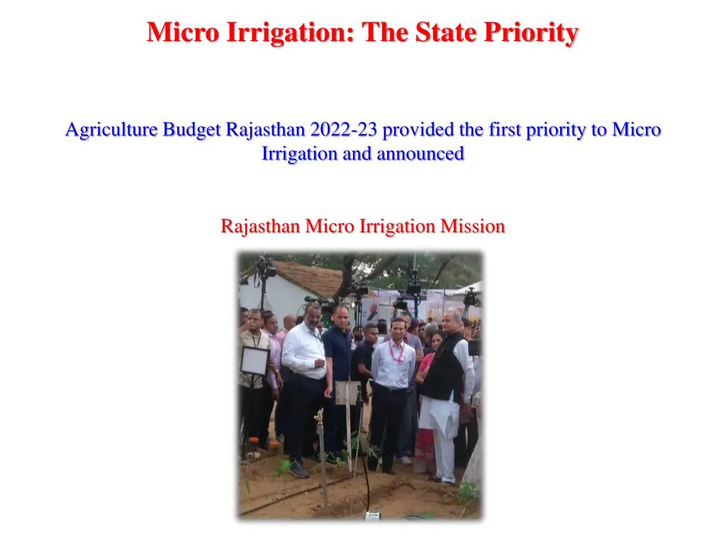micro irrigation the state priority
