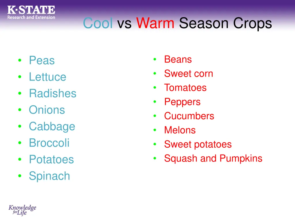 cool vs warm season crops