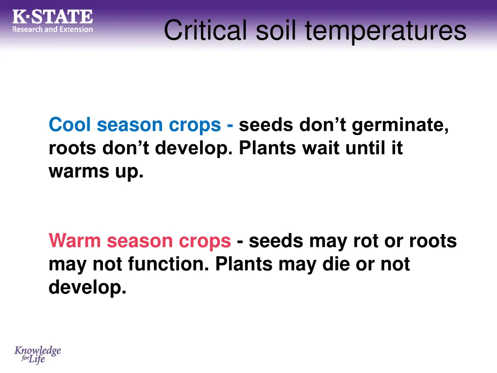 critical soil temperatures