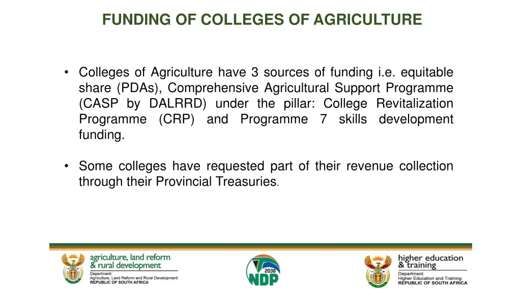 funding of colleges of agriculture