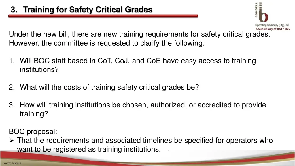 3 training for safety critical grades