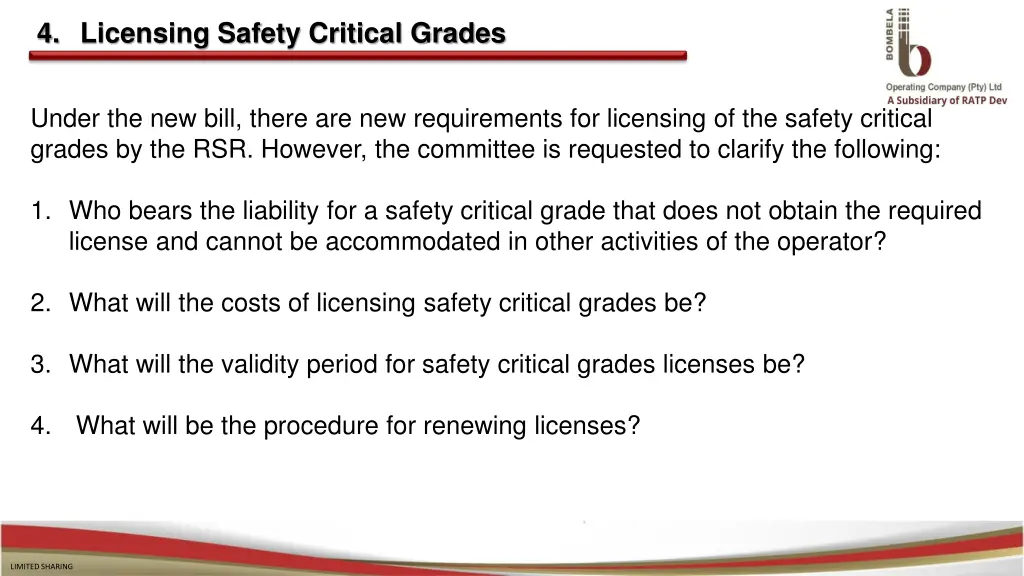 4 licensing safety critical grades