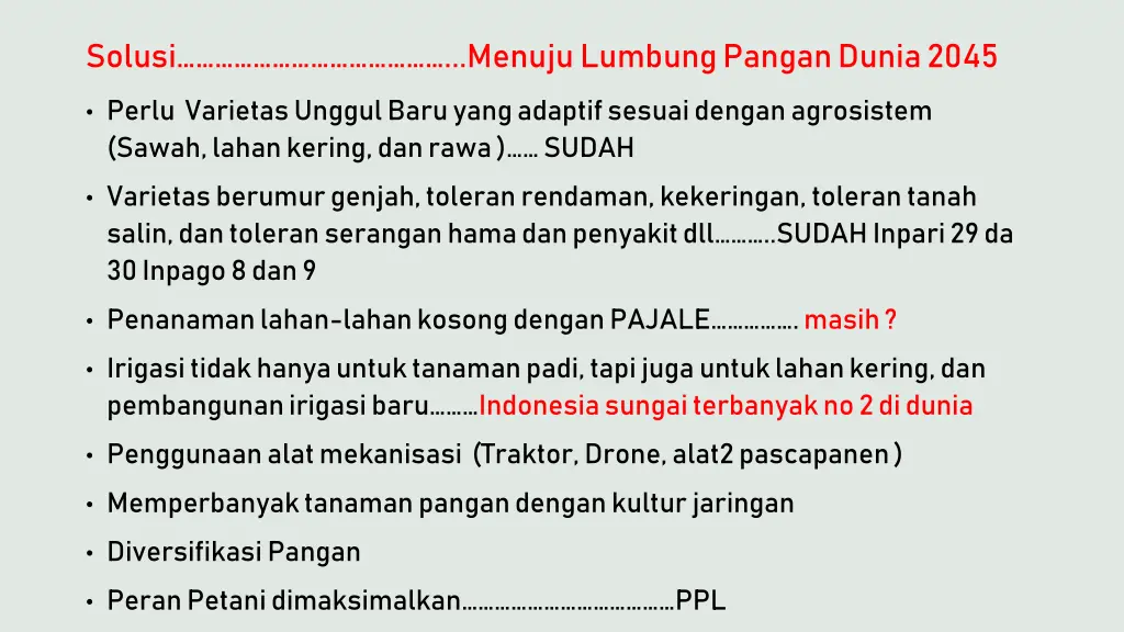 solusi menuju lumbung pangan dunia 2045