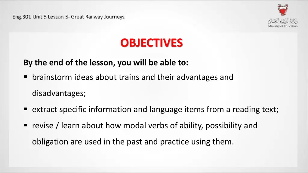 eng 301 unit 5 lesson 3 great railway journeys