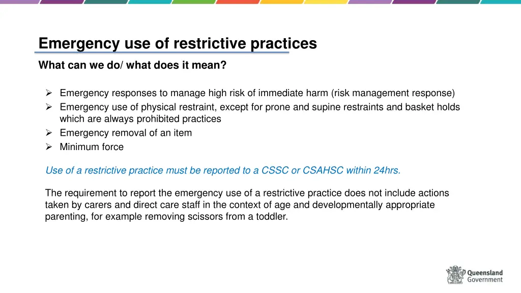 emergency use of restrictive practices 1