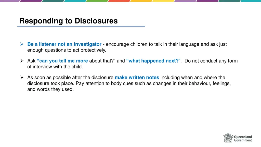 responding to disclosures