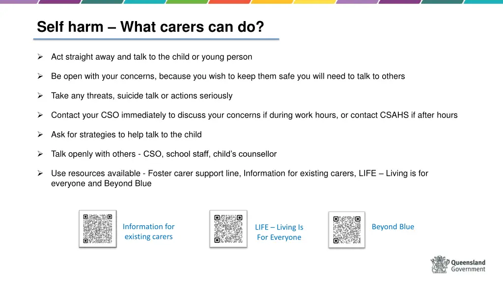 self harm what carers can do