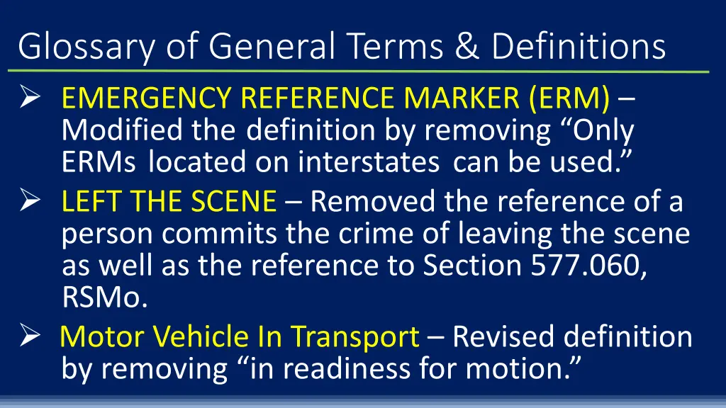 glossary of general terms definitions emergency