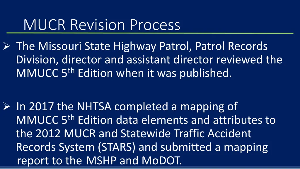 mucr revision process the missouri state highway