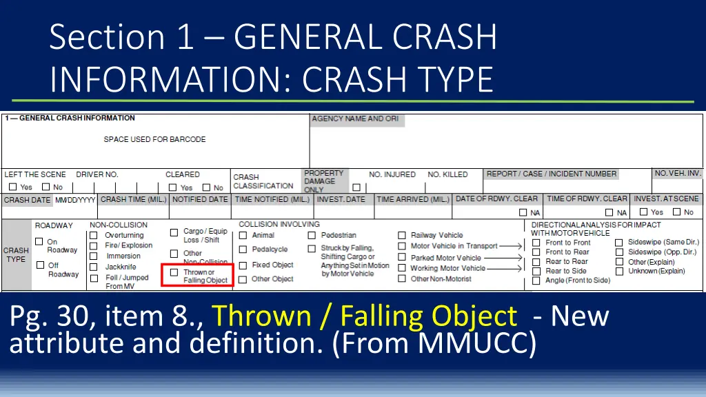 section 1 general crash information crash type 1