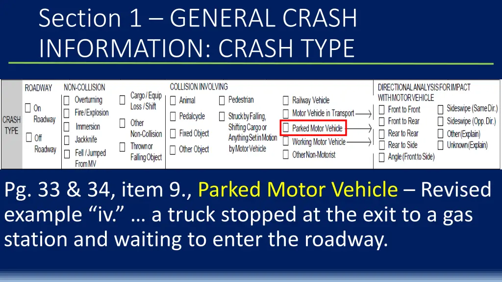 section 1 general crash information crash type 5