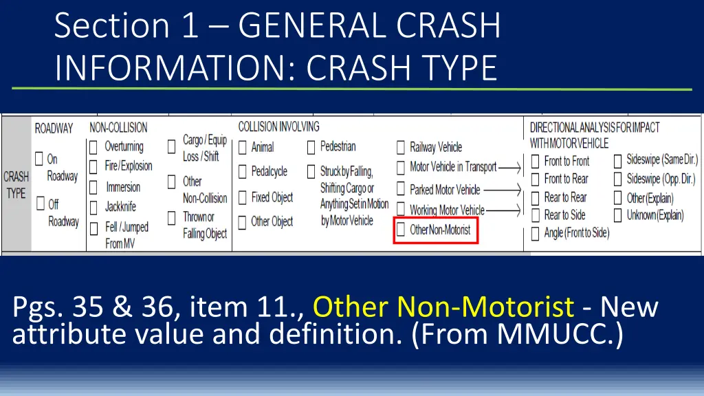 section 1 general crash information crash type 7