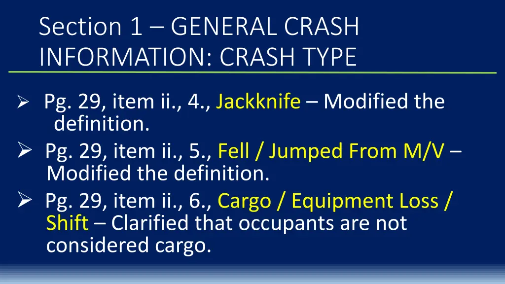 section 1 general crash information crash type