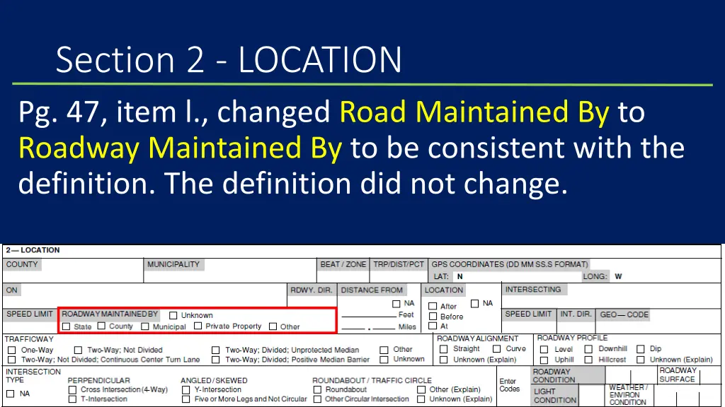 section 2 location pg 47 item l changed road