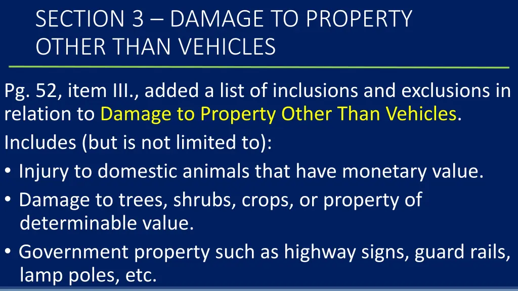 section 3 damage to property other than vehicles